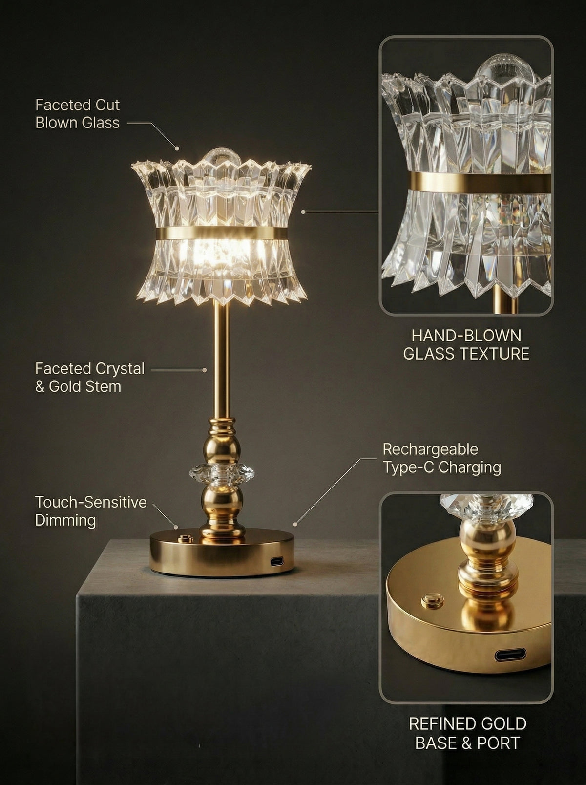 Gold Quetzal Lamp