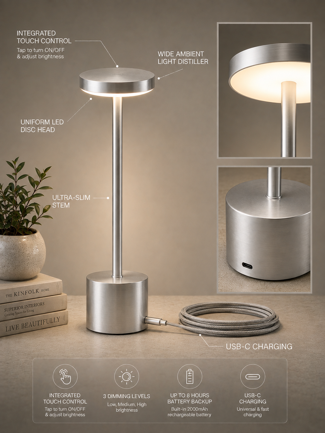 Silver Egret Lamp