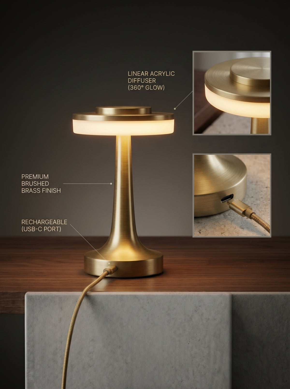 Gold Kestrel Lamp