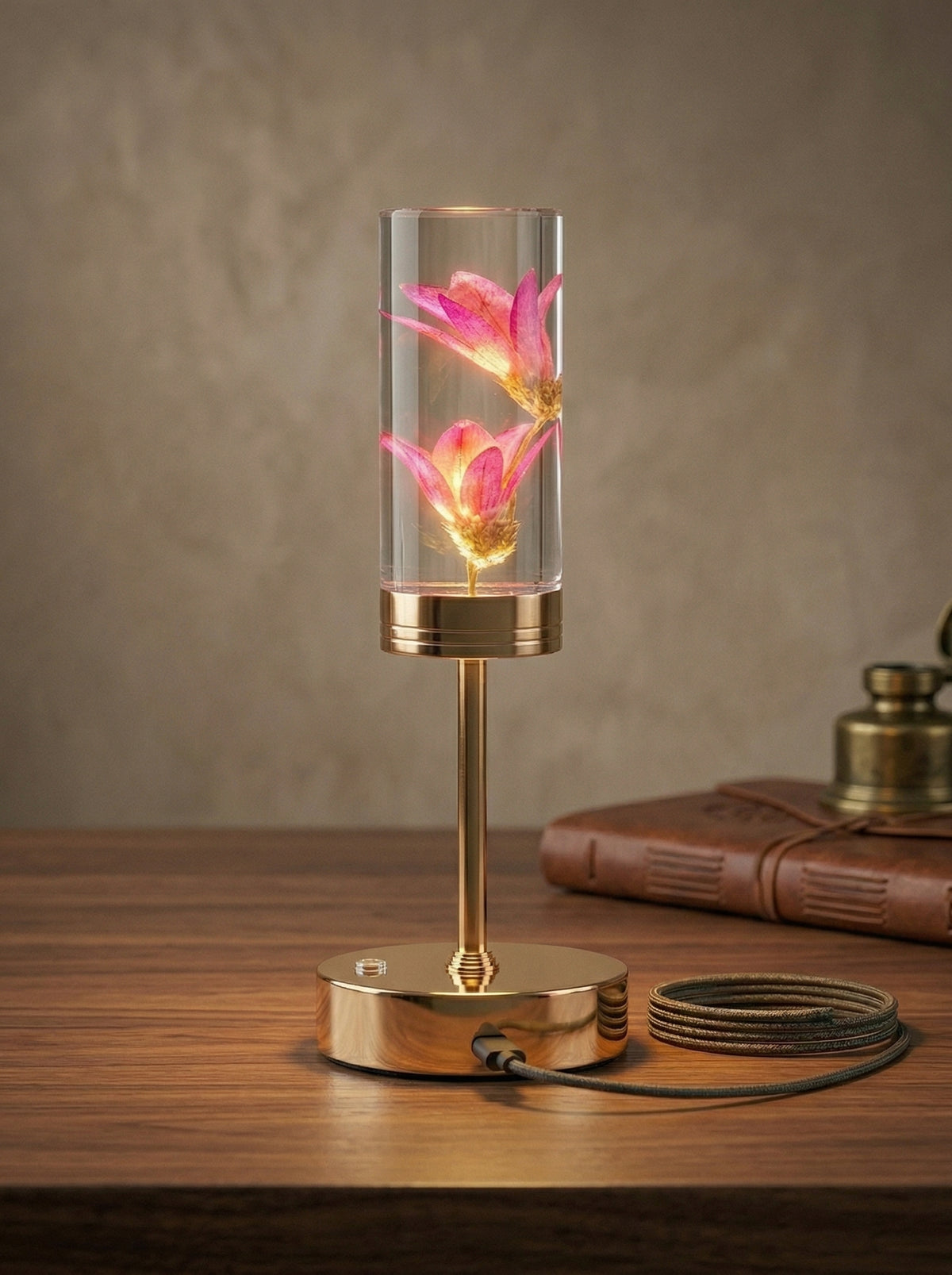 Gold And Pink Phoenix Lamp