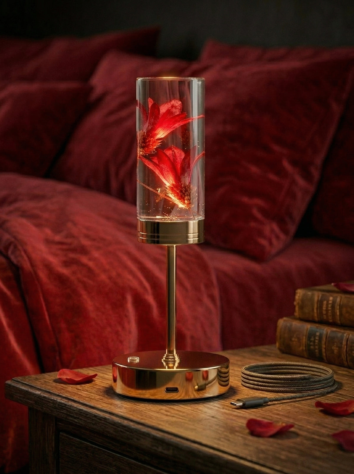Gold And Red Phoenix Lamp
